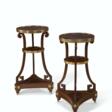 A PAIR OF NORTH EUROPEAN ORMOLU-MOUNTED MAHOGANY AND PORPHYR... - Archives des enchères