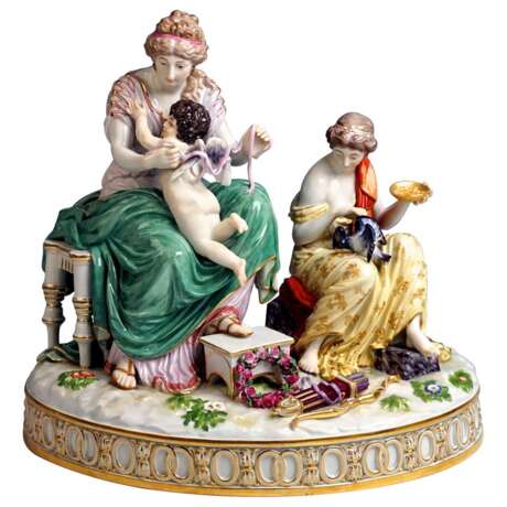 SOLD Meissen Figurine Group 1850 Usine de porcelaine Meissen Porcelaine Biedermeier Allemagne 1850 - photo 2
