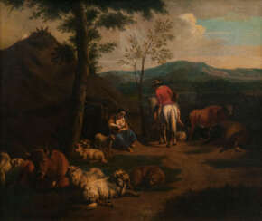 Hirten mit ihrer Herde. Jan Frans Soolmaker, zugeschr.