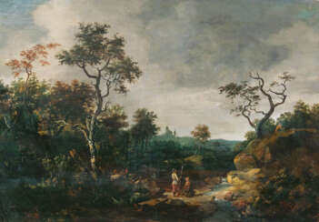 Waldlandschaft mit Kirche und Mühle. Jacob Isaacsz van Ruisdael