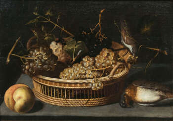 Stilleben mit Trauben, Pfirsich und Vögeln. Franz Godin, gen. Francesco Codino