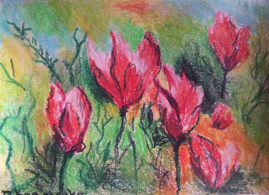 Flower's dream Papier Pastel à l'huile Art contemporain Nature morte Ukraine 2023 - photo 1