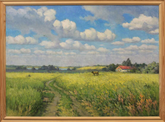 Дорога на ферму Leinwand auf dem Hilfsrahmen Ölfarbe Realismus Landschaftsmalerei Ukraine 2023 - Foto 2