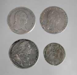 Vier Silbermünzen Österreich und Bayern