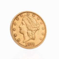 A Gold Coin '20 Dollar American Liberty Head 1879'.
