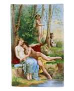 Porcelain products. Porcelain plaque Lovers, Tricks of Cupid. Europe 19th century.
