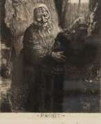Графика. Janssen, Gerhard (1863 Kalkar-1925 Düsseldorf) &amp;quot;Prosit&amp;quot;, Radierung, betitelt und sign., 18x13,5 cm, im Passepartout hinter Glas und Rahmen