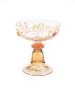 Émile Gallé. Emile Gallé. CHAMPAGNE GLASS WITH APPLIED GLASS STONES AND CHRYSANTHEMUMS