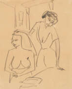 Карандаш. Ernst Ludwig Kirchner. Zwei Frauen (Nackte und bekleidete Frau)