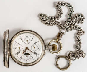SILVER SAVONNETTE POCKET WATCH WITH CHAIN ​​FOR THE RUSSIAN MARKET