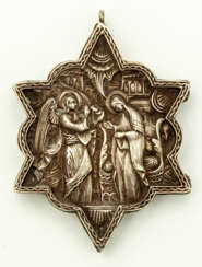 RUSSIAN SILVER PENDANT SHOWING THE ANNUNCIATION