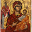 GREEK ICON SHOWING THE MOTHER OF GOD HODEGETRIA AND A SAINT - Marchandises aux enchères
