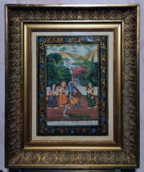 Antikes Gemälde, Indien, Tusche auf Seide um 1920