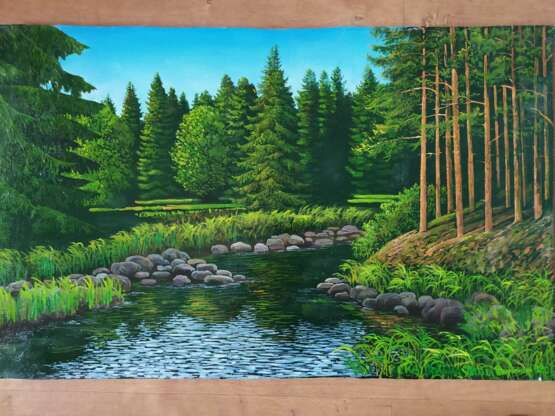 Forest stream Leinwand auf dem Hilfsrahmen Ölfarbe Realismus Landschaftsmalerei 2020 - Foto 1