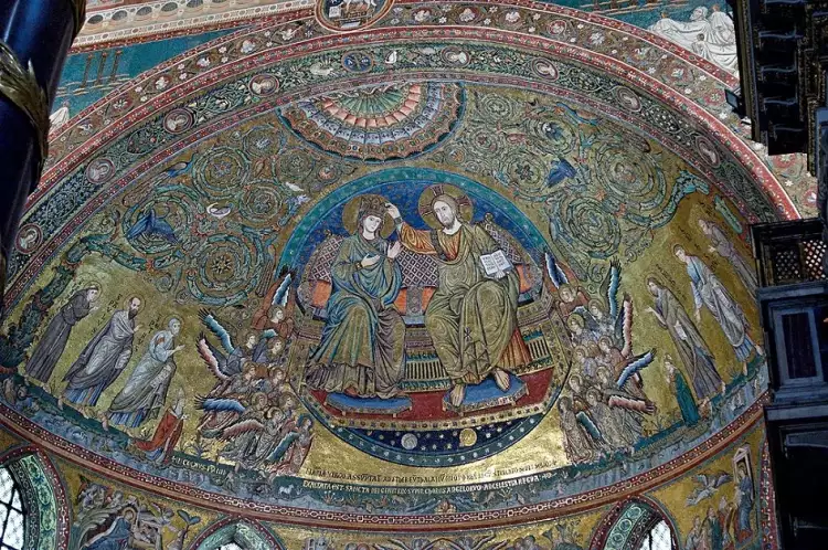 Мозаика. Мозаика апсиды в Санта-Мария-Маджоре, XIII век Мозаика. Мозаика апсиды в Санта-Мария-Маджоре, XIII век