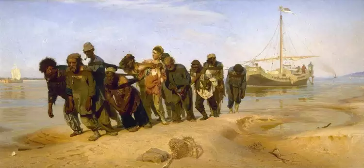Famous Russian artists. Ilya Repin. Barge Haulers on the Volga, 1873 Famous Russian artists. Ilya Repin. Barge Haulers on the Volga, 1873