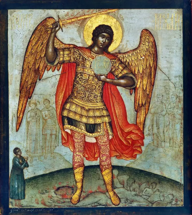 Famous Russian artists. Simon Ushakov. Archangel Michael Defeating the devil, 1676 Famous Russian artists. Simon Ushakov. Archangel Michael Defeating the devil, 1676