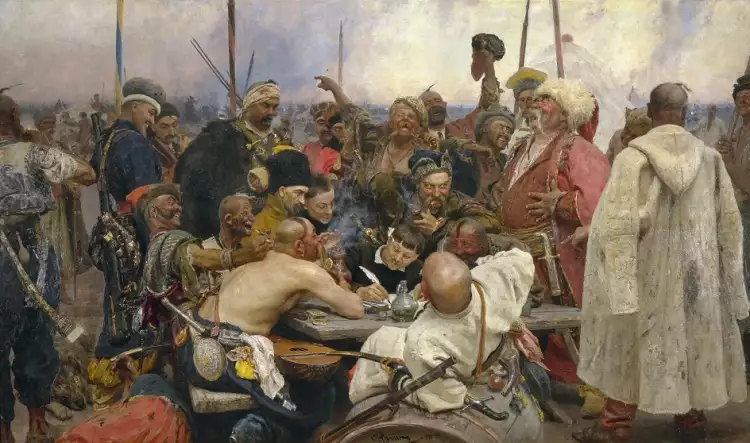 Famous Russian artists. Ilya Repin. Reply of the Zaporozhian Cossacks, 1891 Famous Russian artists. Ilya Repin. Reply of the Zaporozhian Cossacks, 1891