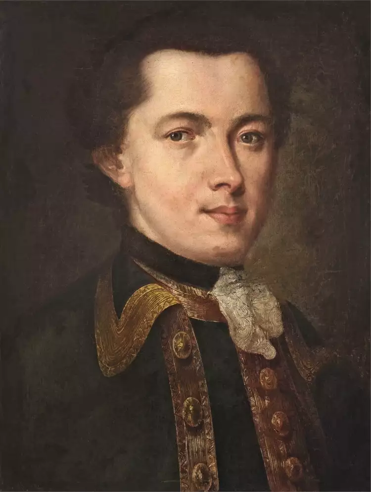 Famous Russian artists. Fyodor Rokotov. Portrait of a young man in a Guards uniform (probable self-portrait), ca. 1757 Famous Russian artists. Fyodor Rokotov. Portrait of a young man in a Guards uniform (probable self-portrait), ca. 1757