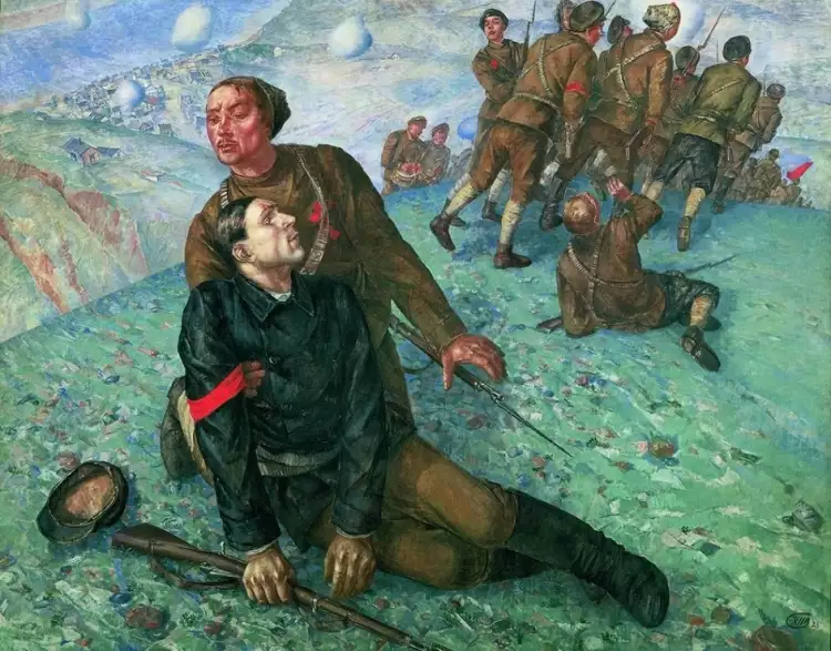 Famous Russian artists. Kuzma Petrov-Vodkin. Death of a Commissar, 1928 Famous Russian artists. Kuzma Petrov-Vodkin. Death of a Commissar, 1928