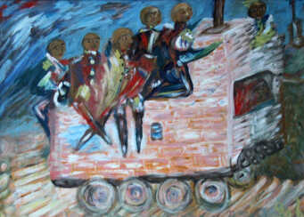 The military Council in Fili. 1995. Tempera on cardboard. 45 x 65
