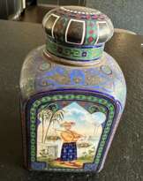 Russian silver enamel tea caddy Russian silver enamel tea caddy