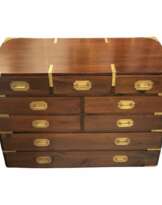 19th Century English Campaign Marine Chest of Drawers in Mahogany 19th Century English Campaign Marine Chest of Drawers in Mahogany