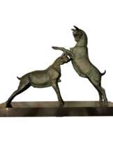 Dynamic Animal Sculpture of Goats in Bronze, 20th Century