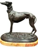 19th Century Statue of a Greyhound in Bronze, in the Style of Pierre-Jules Mêne