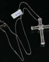 Gold necklace with pendant-cross with diamonds