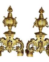 19th Century Andirons in Gilt Bronze, Signed by Ferdinand Barbedienne 19th Century Andirons in Gilt Bronze, Signed by Ferdinand Barbedienne