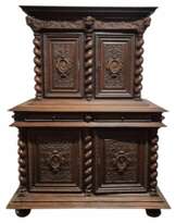 French Renaissance Revival Carved Oak Buffet à Deux Corps, 19 Century French Renaissance Revival Carved Oak Buffet à Deux Corps, 19 Century