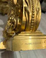 19th Century Andirons in Gilt Bronze, Signed by Ferdinand Barbedienne