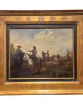 Court hunting scene, Flemish school of the late 17th century, Oil on canvas