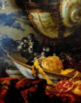 Still Life With Porcelain And Black Grapes Signed By Artist Sie G, 1997