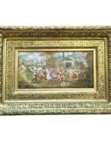 19th Century Porcelain Painting in Large Gilded Frame 19th Century Porcelain Painting in Large Gilded Frame
