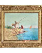 Orientalist Oil-on-Canvas Painting by Vincent Manago (1880–1936) Orientalist Oil-on-Canvas Painting by Vincent Manago (1880–1936)