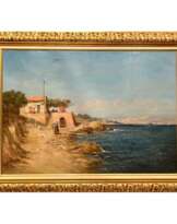 19th Century Oil Painting of a French Coast by Emile Godchaux (1860-1938) 19th Century Oil Painting of a French Coast by Emile Godchaux (1860-1938)