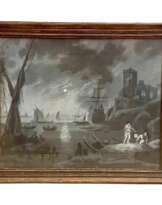 18th Century Grisaille `Moonlight`, in the style of Charles Lacroix de Marseille 18th Century Grisaille `Moonlight`, in the style of Charles Lacroix de Marseille