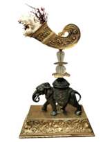 Unique Elephant Statue in Bronze with Coral, 20th Century Unique Elephant Statue in Bronze with Coral, 20th Century