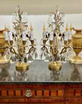 Late 19th Century Pair of Lyre Shaped Four-Light Candelabras