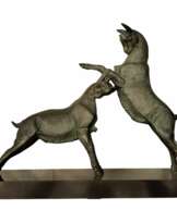 Dynamic Animal Sculpture of Goats in Bronze, 20th Century Dynamic Animal Sculpture of Goats in Bronze, 20th Century