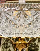 Baccarat Cut Crystal Centerpiece Mounted on Chiseled Gilt Bronze, 19th Century Baccarat Cut Crystal Centerpiece Mounted on Chiseled Gilt Bronze, 19th Century