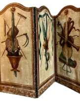 18th Century French Antique Paravent Screen with Three Leaves 18th Century French Antique Paravent Screen with Three Leaves