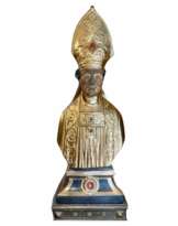 Late 17th Century Reliquary Bust of a Bishop in Gilded Wood Late 17th Century Reliquary Bust of a Bishop in Gilded Wood