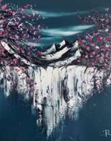 Водопад и японские деревья Водопад и японские деревья