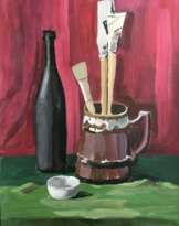 Still life with a black bottle.