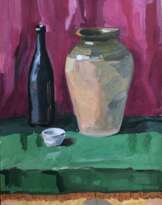 Jug on red and green