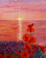 Красные маки на закате Красные маки на закате