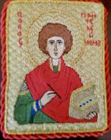 Еmbroidered icon of Panteleimon Еmbroidered icon of Panteleimon
